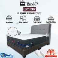 Dazzler Max 12 Inch 5 Zone Pocket Spring Mattress Motion Isolation Cool Silk Chiropractic Support