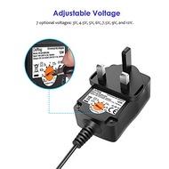 [Stockist.SG] AC Charger Adapter Power Supply AC to DC 12W Wall Main Charger 3V 4.5V 5V 6V 7.5V 9V 12V 1A for Bluetooth