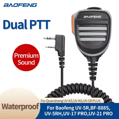 Baofeng Walkie Talkie Speaker Microphone Dual PTT Mic For UV-5R BF-888S UV 13 21 17 Pro UV-5RH Quans