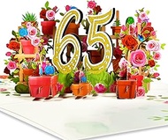 GREETING ART Happy 65th Birthday Pop Up Card,65th Bday Anniversary Card for Him Her,65th Birthday Ca