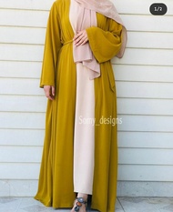 [AliShop]- Long outer ceruty babydoll // Outer abaya simpel // Aya long outer // Outer panjang trend