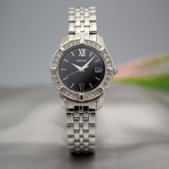 SEIKO Japan รุ่น SXDE45P1 นาฬิกาผู้หญิง คริสตัล Swarovski หน้าปัดสีดำ