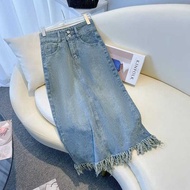Unfinished span skirt long span skirt 7/9 tassel fashion distro