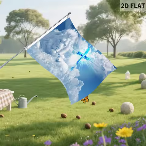 2D Flat 1pc Jesus Lion Goat Cross Faith Flag 3x5 Ft 9x150cm Outdoor Durable Fabric Garden Yard Banne