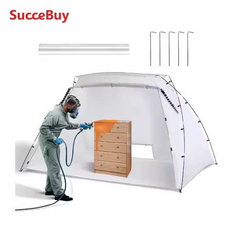 SucceBuy Portable Paint Booth Shelter 7.5x5.2x5.2/10x7x6ft Foldable Spray Painting Tent for Furnitur