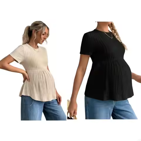 Elastic Spandex Blend Maternity Blouse with Size S to XL for Pregnancy Body Changes and Daily Wear L