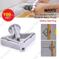 Nylon Butterfly Screw Wall Plug 50pcs set / 100pcs Heavy Duty Partition Board Plug Plaster Ceiling PVC Nylon