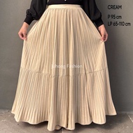 ANNIKA - Rok Plisket Suede Ruffle Panjang Polos Premium Import