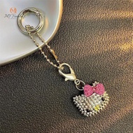 { MY Fashion }   1/2PCS Cute KT Sanrio Diamond Hello Kitty Head Metal Keychain Pendant Girl Phone Ch