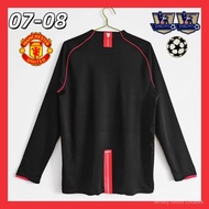 MU 07-08 Retro Away Ronaldo2008 Classic Black Long Sleeve Football Jersey*-**