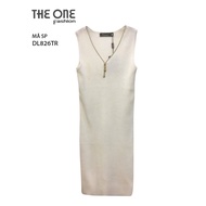 Wool Dress Sleeveless White neckline with brass buckle at the back DL826TR