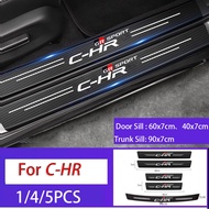 Car Carbon Fiber Door Sill Protector Stickers Auto Rear Trunk Bumper Sticker Waterproof for Toyota CHR C-HR GR Sport Accessories