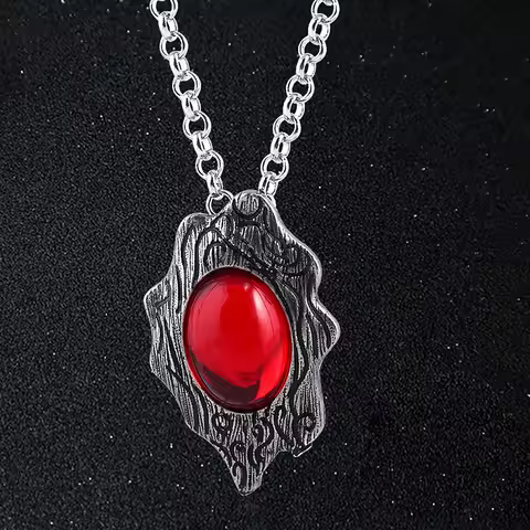 Devil May Cry Dante's Amulet Necklace Red Crystal Pendant Men's Necklaces Cosplay Jewelry Prop Neckl