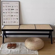 Exquisite Furniture  rattan Woven Bench Nordic Solid Wood Zen Style Shoe Changing Bench Rattan Woven