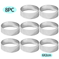 Punch Tart Ring 8-Piece Set Stainless Steel Round Hole Tart Ring French Mousse Cheesecake Ring Tart 