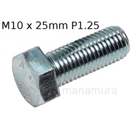 Hex Bolt M10 x 25mm P1.25 Hexagon Bolt Blue Zinc Plated
