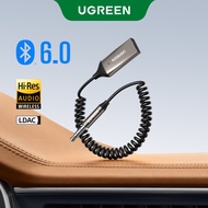 UGREEN Bluetooth 6.0 Car AUX Adapter – Hi-Res Audio, LDAC/AAC/SBC, Hands-Free Call, Auto Reconnect, 