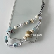 Korean Mobile Phone Strap Phone Case Chain Ccd Lanyard Chain Pendant Fresh Ocean Blue Star Shell Bea