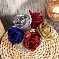 FLUME Foam Roses Blue Roses DIY with Glitter Powder Bride Bouquet Artificial Flowers