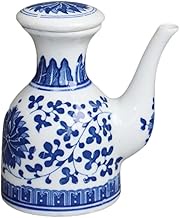 Cabilock Chinese Style Soy Sauce Pot Blue and White Porcelain Seasoning Jar Ceramic Condiment Bottle Kitchen Vinegar Dispenser Olive Oil Storage Can Shoyu Cruet