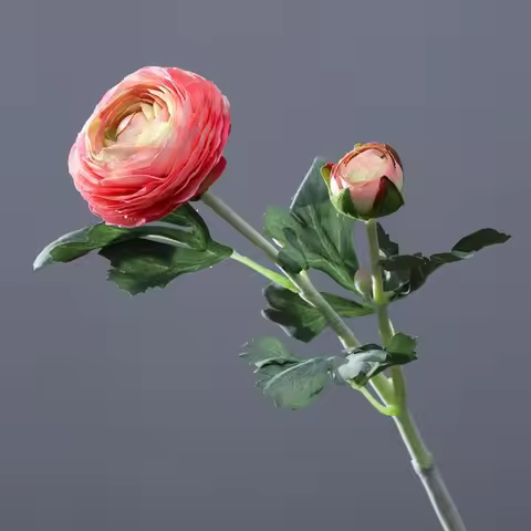 Plastic Material Artificial Flower Faux Bloom Realistic Texture Silk Flower Stem 2 Head Design Silk 