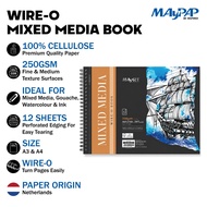 MayArt SC Wire-O Mixed Media Book 250gsm 100% Cellulose A3/A4 Buku Media Campuran Wire-O