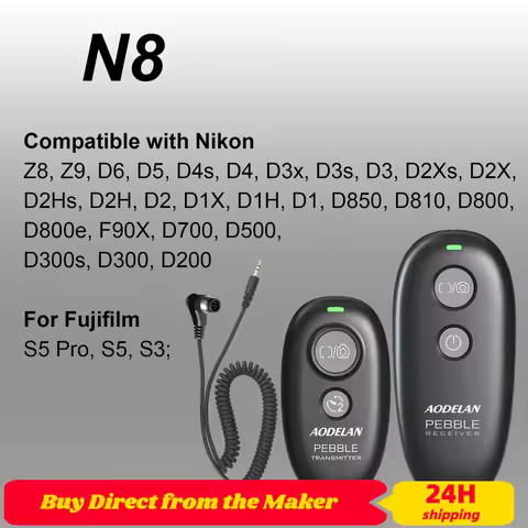 AODELAN Wireless Camera Shutter Release Remote Control For Nikon Z9 D6 D5 D4s D3x D2Xs D2Hs D2 D1X D