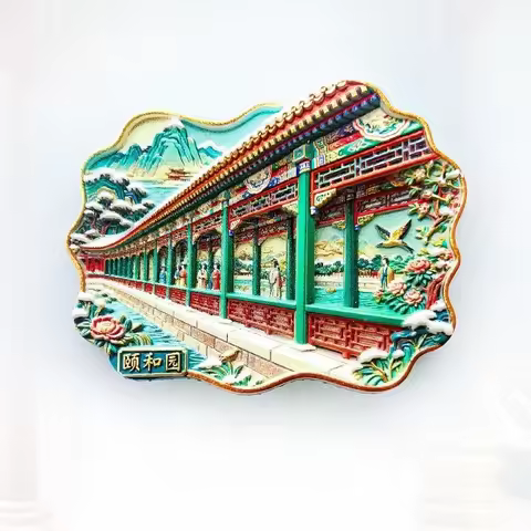 Beijing Summer Palace Fridge Magnet Exquisite 3D Gilded Corridor Souvenir Unique Chinese Classical G