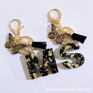 1PCS  black Aesthetic Love Sequins  A-Z 26 Alphabet  English Letter Resin Keychain for Bag