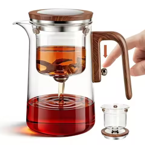 Enchant Series Glass Magic Teapot with Magnetic Infuser Modern Personal Tea Pot for Loose Leaf Tea V