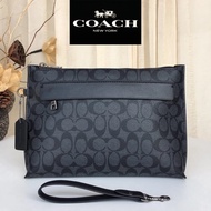 Coach Original Pouch Large Classic LOGO Printed Zipper Closure Men Bag Clutch beg lelaki