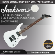 Jackson JS11 JS Series Dinky Electric Guitar, Amaranth FB, Gloss White (JS-11) (JS11)