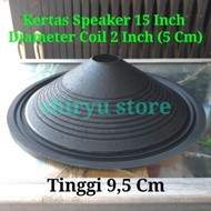 KERTAS DAUN CONUS SPEAKER 15 INCH COIL 2 INCH 5 CM 50 MM GARIS IMPOR