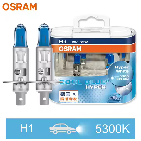 OSRAM H1 12V 55W Cool Blue Hyper Halogen Car Headlight Beam 5300K White Original Bulb 62150CBH(1Pair