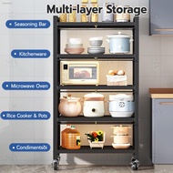 SIV 3-5 Layer Kitchen Cabinet Storage Organizer Rack Shelf With Pull-out Doors &amp; Wheels
