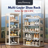 Easyhome.sg | Doorway Shoe Rack DF025/27 | Slim Shoe Cabinet | Stackable Storage Shelf | Space-Savin