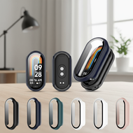 Anti-Scratch 9D Tempered Glass Film and Hard PC Frame Case for Xiaomi Mi Band 10 9 8, Anti-Fingerpri