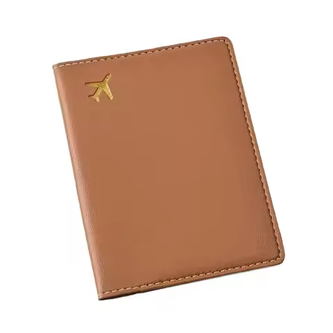 PU Leather Airplane Print Passport Holder Women Men Passport Cover Flight Ticket Clip Multifunctiona