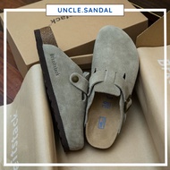 [READY STOCK🇲🇾] Women's Brken Boston Round Toe Genuine Leather Slip-On Buckle Slide Slipper Sandal |