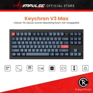 Keychron V3 Max ANSI 80% TKL 87 Key Carbon Black RGB Wireless Keyboard - Knob Red / Banana Switch