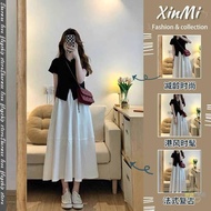 Skirt Suit Summer Covering Flesh Light Mature Style Slimmer Look Two-Piece Short-Sleeved Top High-Wa