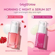 【Best Seller】100% Ori - Glad2Glow 2pcs Serum Set | Niacinamide Brightening & Retinol Anti-Aging | Da