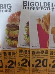 （換）大家樂禮券，用麥當勞香港$20禮券換，有$340