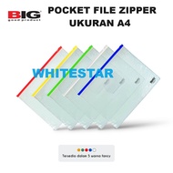 Pocket file folder A4 size zipper pouch document + name TAG BIG 9006