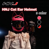 HNJ Full Face Helmet Motorcycle Motor Women Cat Ear Removable