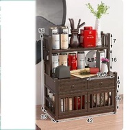 DDS - 木製置物架（梯形款【40長四層雙抽雙門】）#N270_007_555