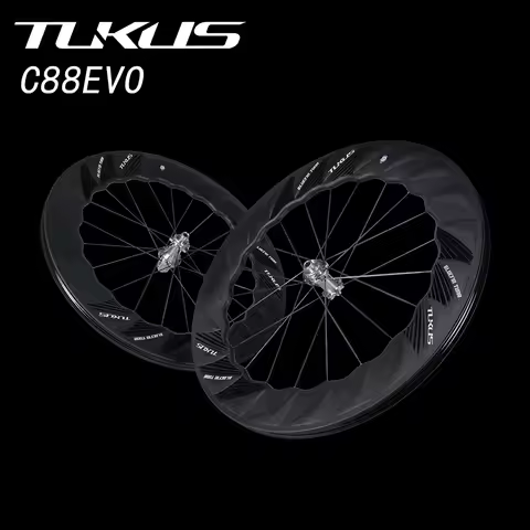 TUKUS Newest C88EVO Carbon Wheels Ratchet 52T 88mm Rim Depth 3.2mm Carbon Spoke Wheelset 700C Disc B