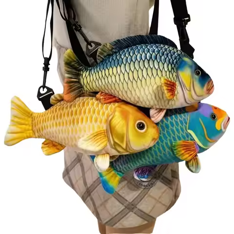 Cute Simulated Plush Fish Toys Koi Carp Design 30CM Size Crossbody Bag Plush Material Crossbody Stra