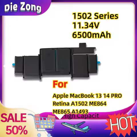 In Stock For Apple MacBook 13 14 PRO Retina A1502 ME864 ME865 A1493 Laptop Batteries in 1502 Series 
