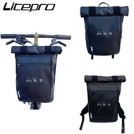 【In stock】Litepro Folding Bike Front School Bag Waterproof Portable Backpack Bike 412 Large Capacity Backpack For Brompton KF4T